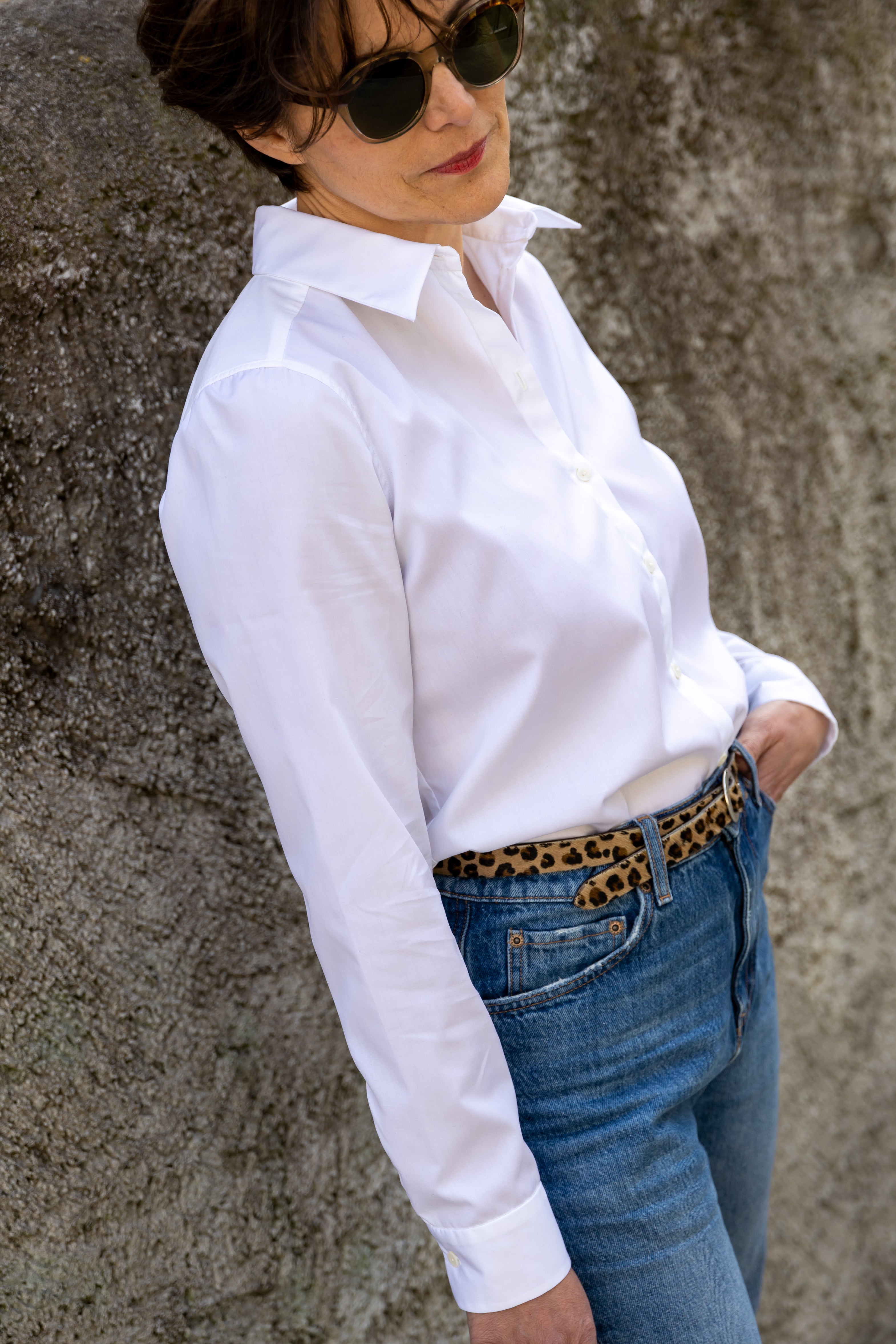 White organic cotton-poplin shirt with slim fit by Swiss brand KS Vestiaire Intemporel