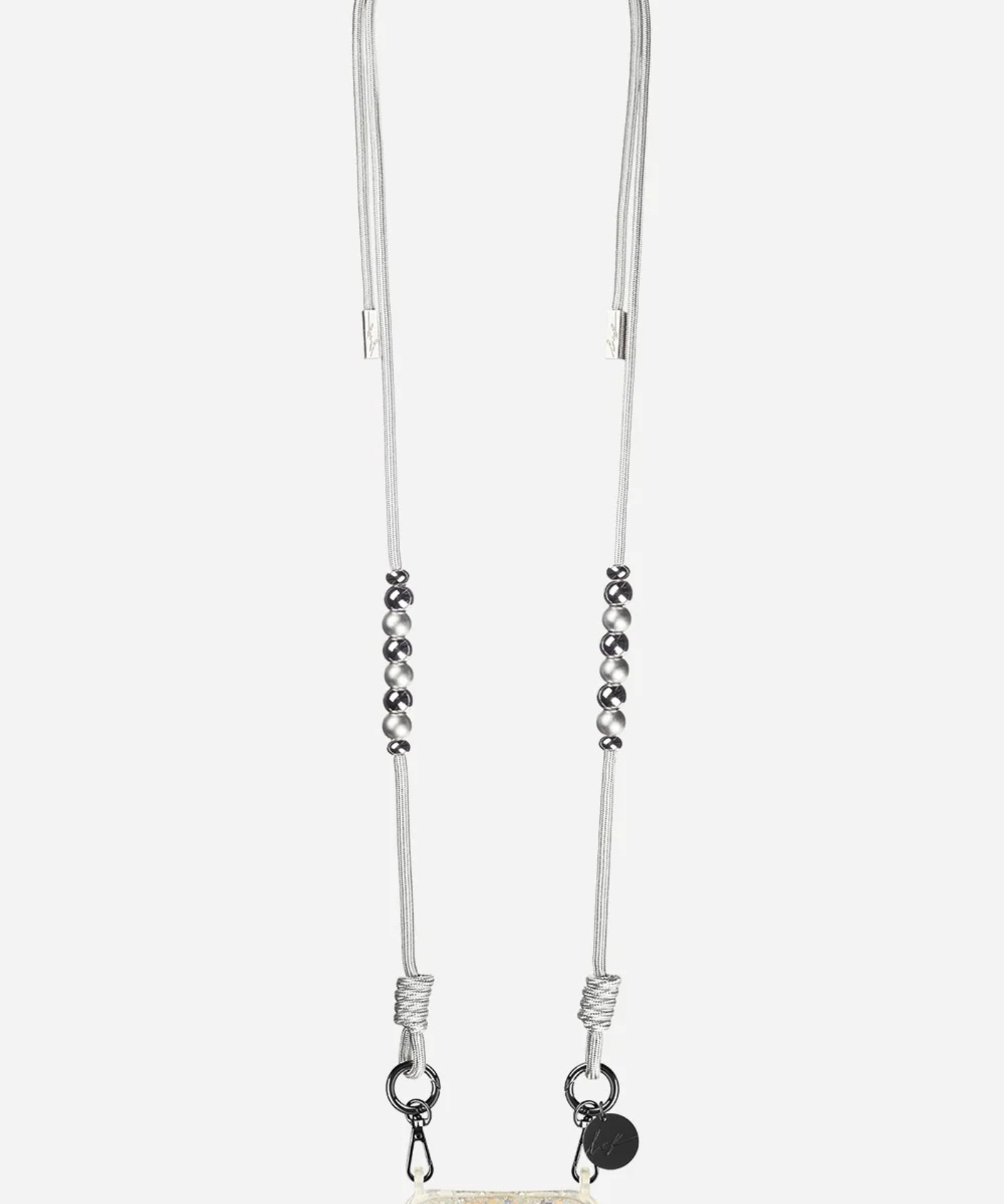 Inaya Adjustable Beaded Phone Cord Silver elegant adjustable smartphone accessory
