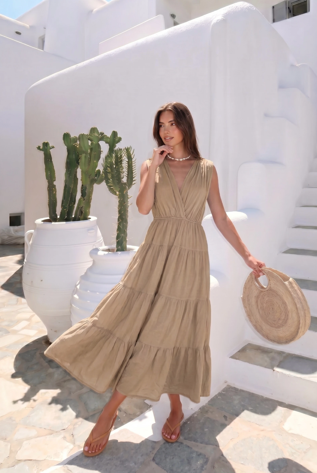 Open-Back Cotton Maxi Dress by INCERTAINES — flowing one-size cotton dress, view 3