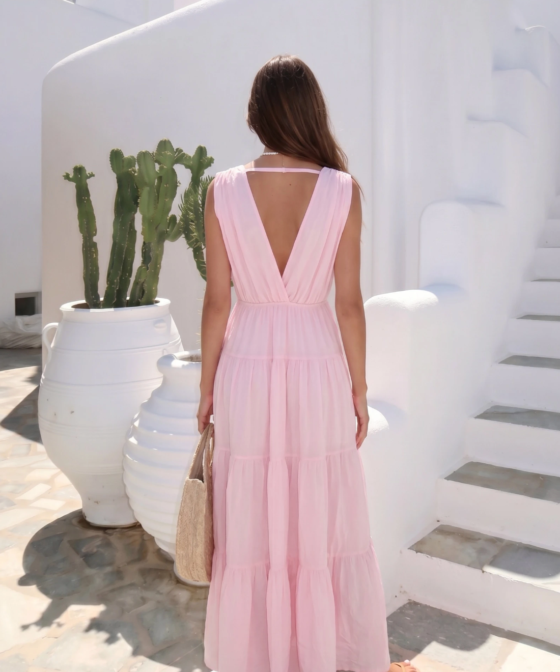 Open-Back Cotton Maxi Dress by INCERTAINES — flowing one-size cotton dress, view 4
