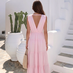 Open-Back Cotton Maxi Dress by INCERTAINES — flowing one-size cotton dress, view 4
