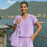 Soft Terry Cloth Top by INCERTAINES — one-size cotton terry top styled as a summer set, view 2