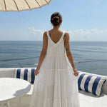 White Cotton Summer Dress by INCERTAINES — relaxed one-size pure cotton dress, view 2