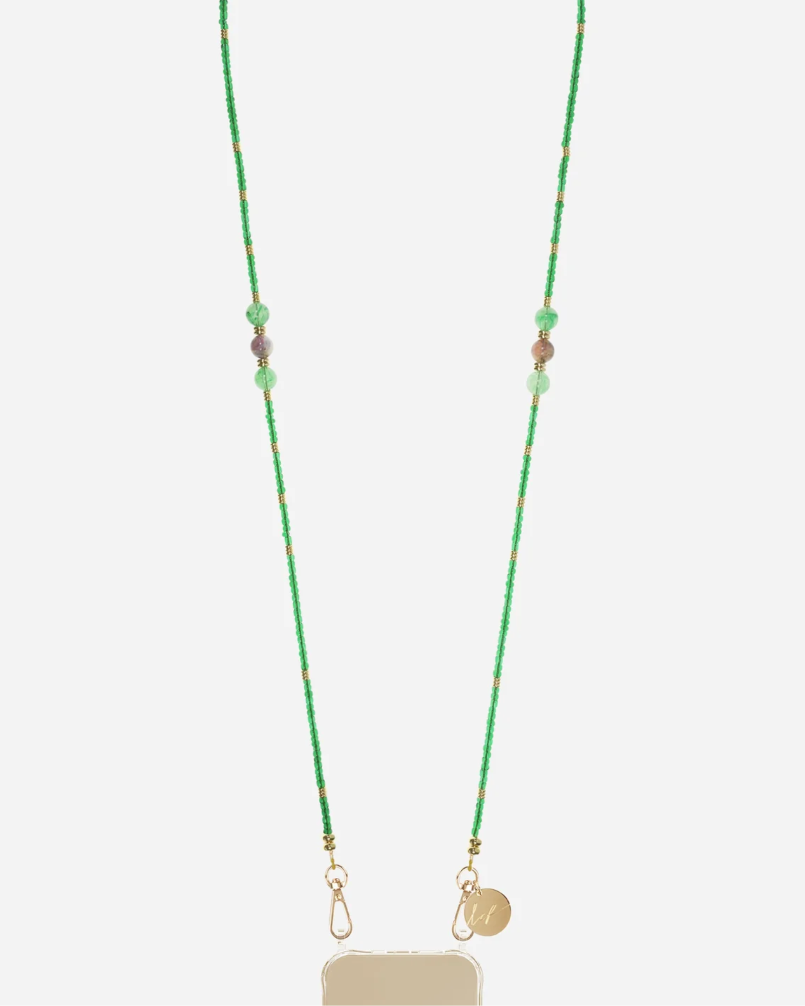 Iris Beaded Phone Chain Emerald Green elegant beaded smartphone accessory