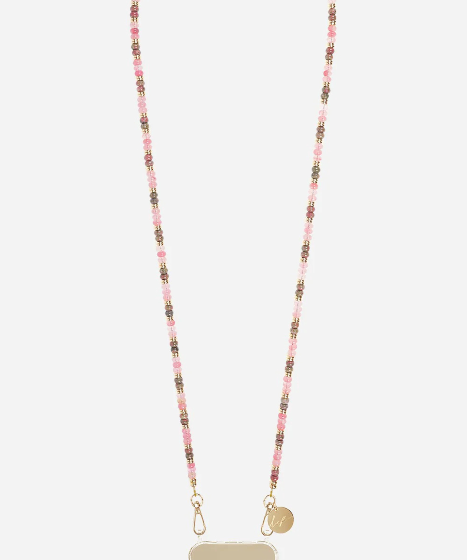 Joy Semi-Precious Beads Phone Chain Rose and Green elegant smartphone accessory