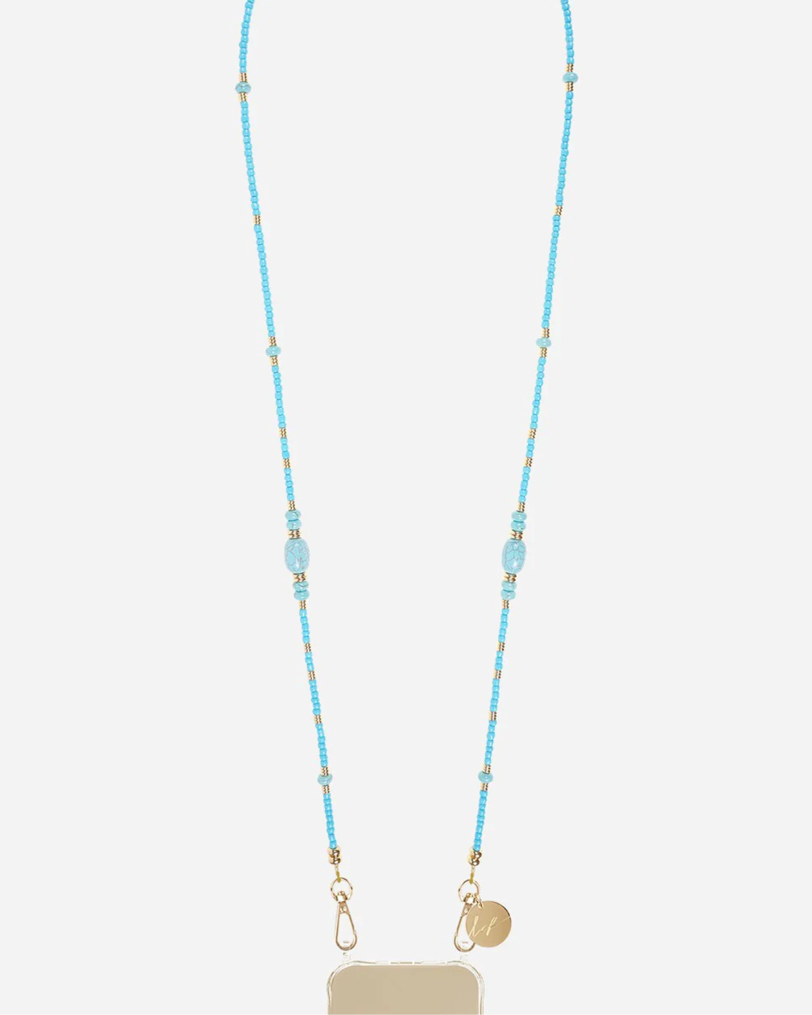 Kathia Beaded Phone Chain Azure Blue elegant beaded smartphone accessory