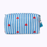 KIKOONI Love Edition blue cosmetic bag with blue tassel on the zip – front view