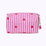 KIKOONI Love Edition pink cosmetic bag with red tassel on the zip – front view