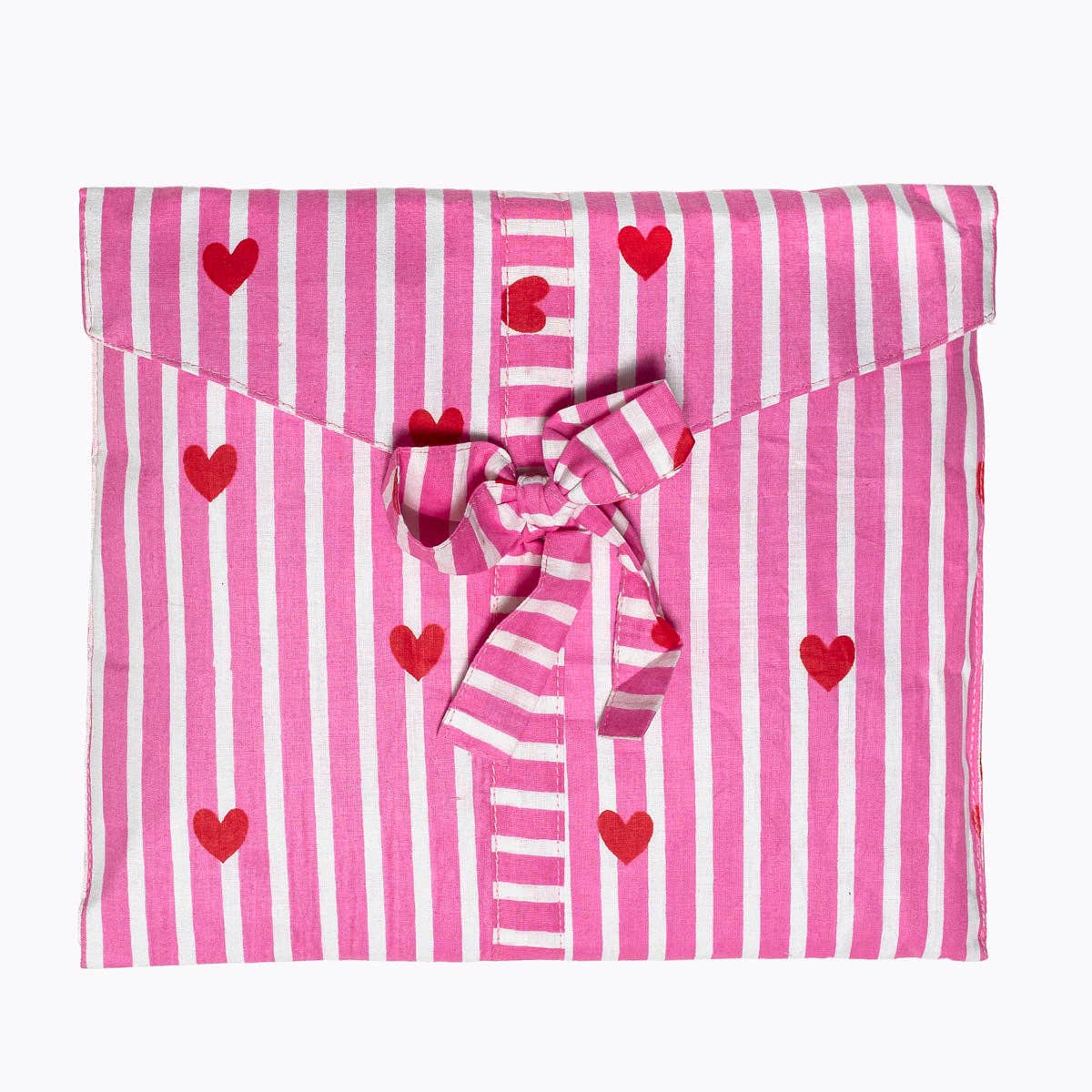 KIKOONI Love Edition pink pyjamas folded in their fabric gift bag with bow
