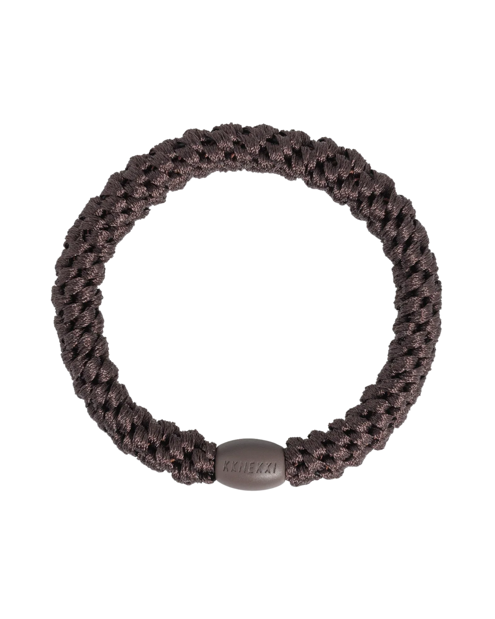 KKNEKKI brown hair elastic, front view, soft woven design
