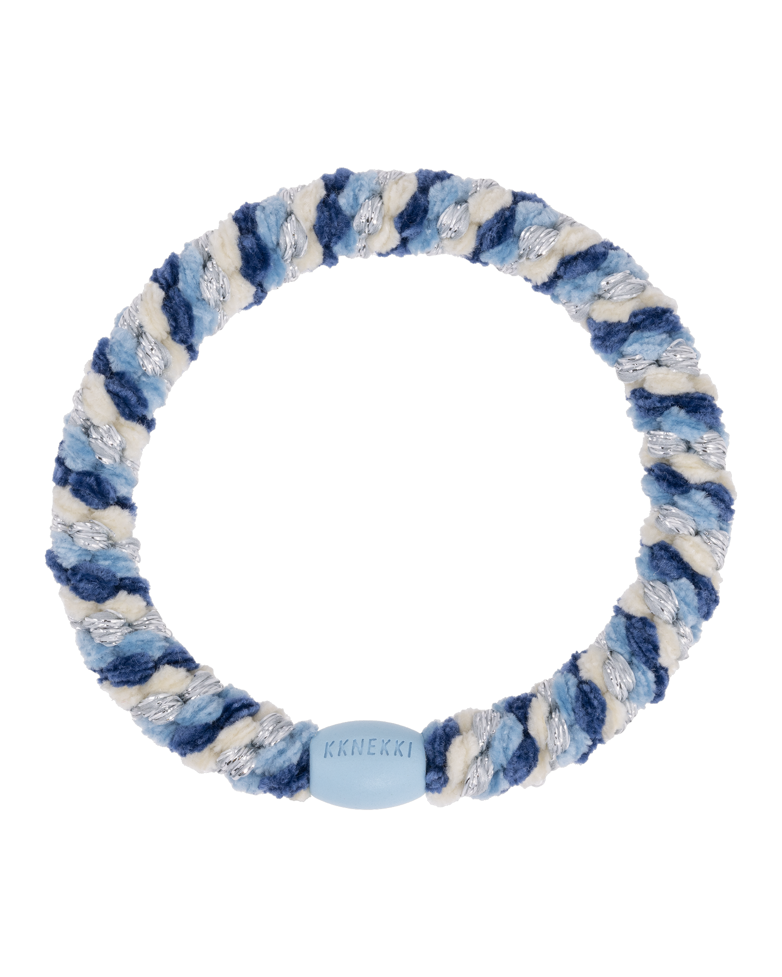 KKNEKKI Hair Tie – Blue & Silver Glitter Mix – product photo