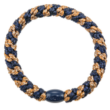 KKNEKKI Hair Tie – Cognac & Navy Glitter Stripe – product photo