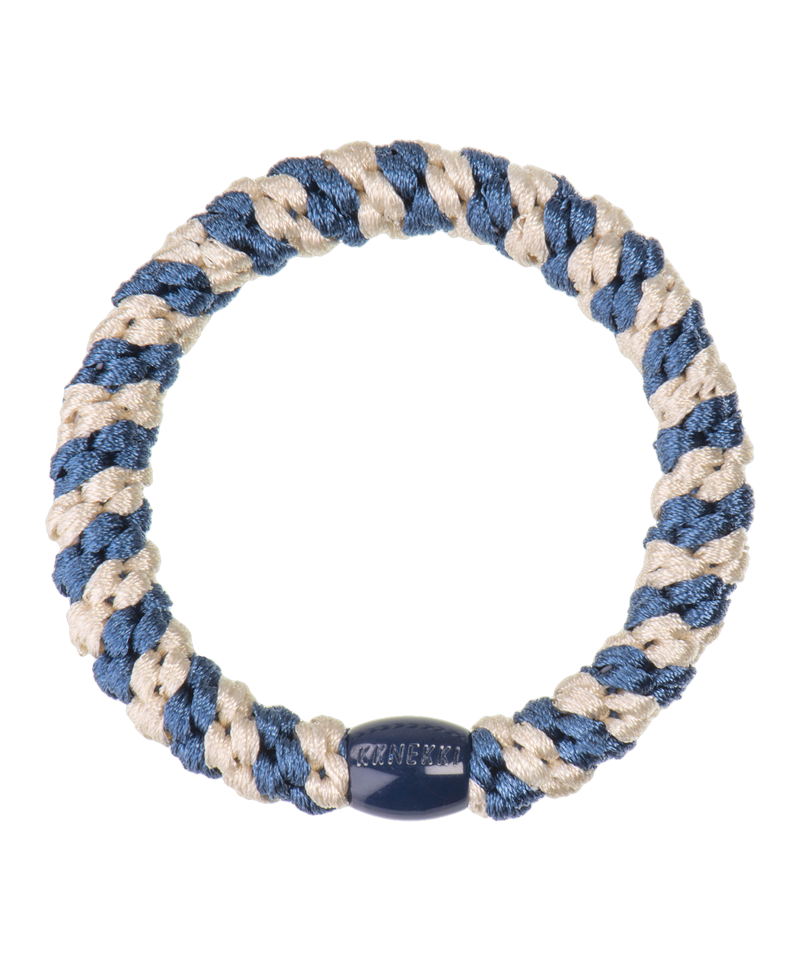 KKNEKKI Hair Tie – Indigo & Ivory Stripe – product photo