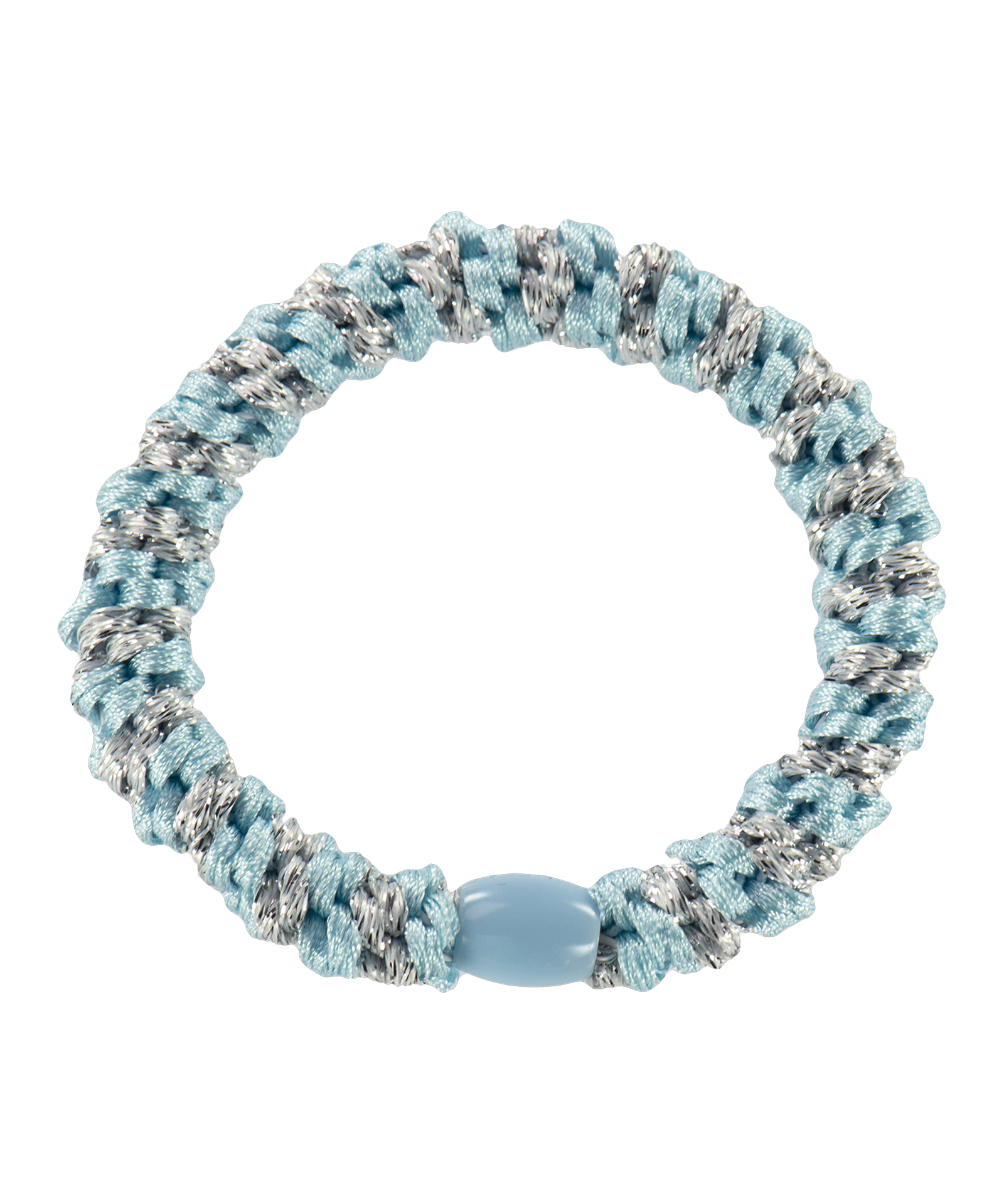 KKNEKKI Hair Tie – Light Blue & Silver Stripe – product photo