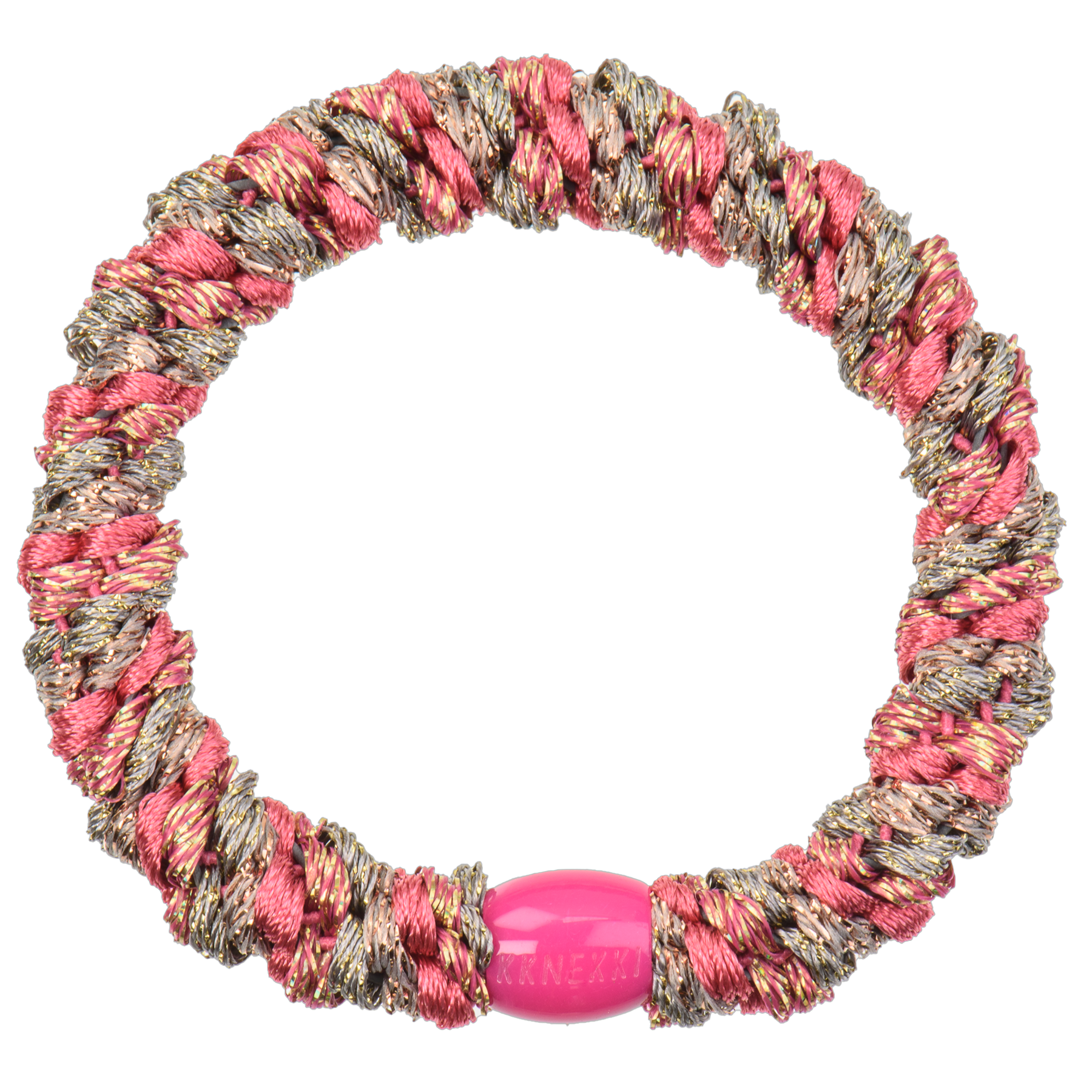 KKNEKKI Hair Tie – Raspberry & Taupe Glitter Mix – product photo