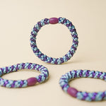 KKNEKKI hair tie Sea Blue & Dark Purple Glitter Stripe – several hair ties together