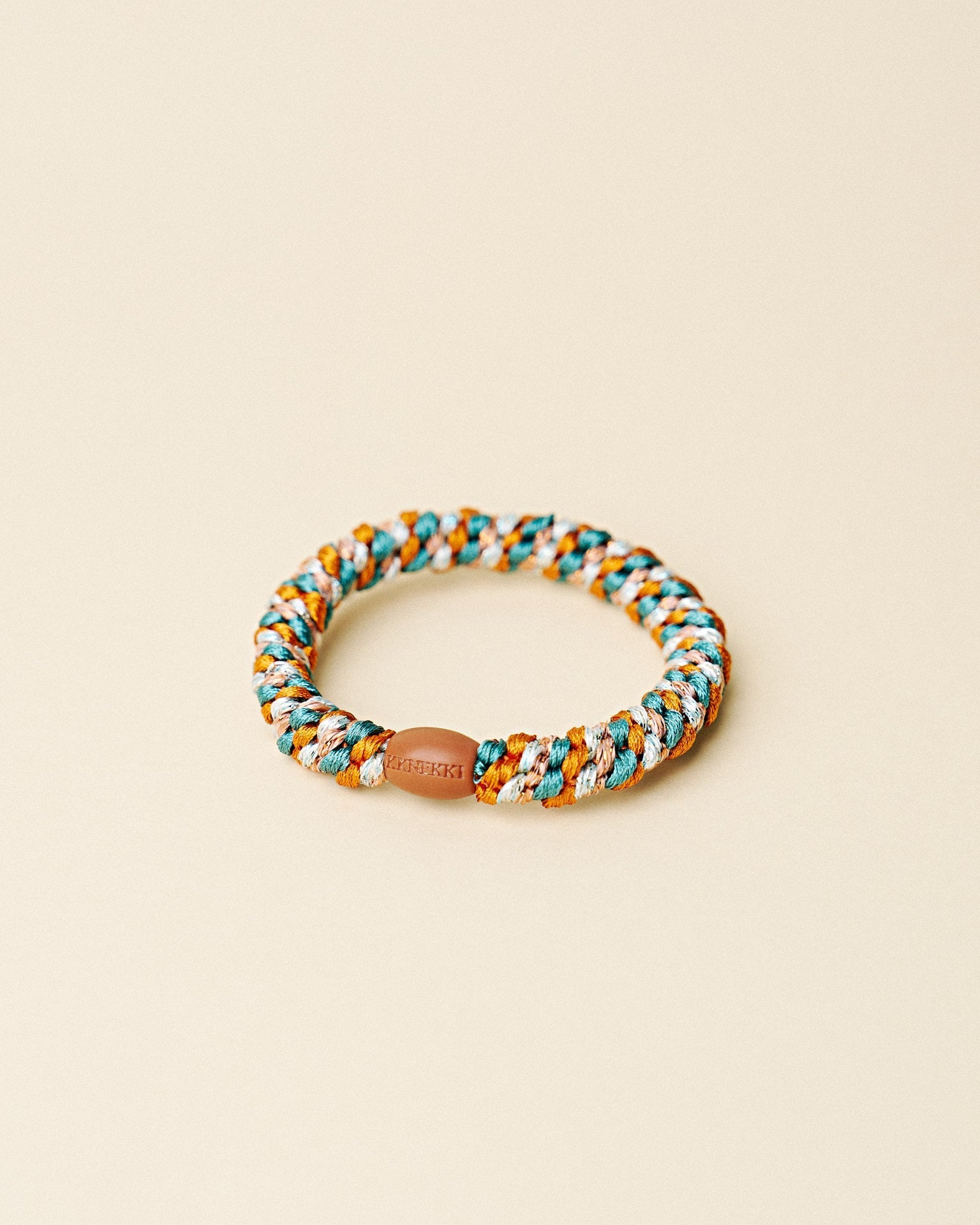 KKNEKKI hair tie Terracotta & Teal Mix – close-up