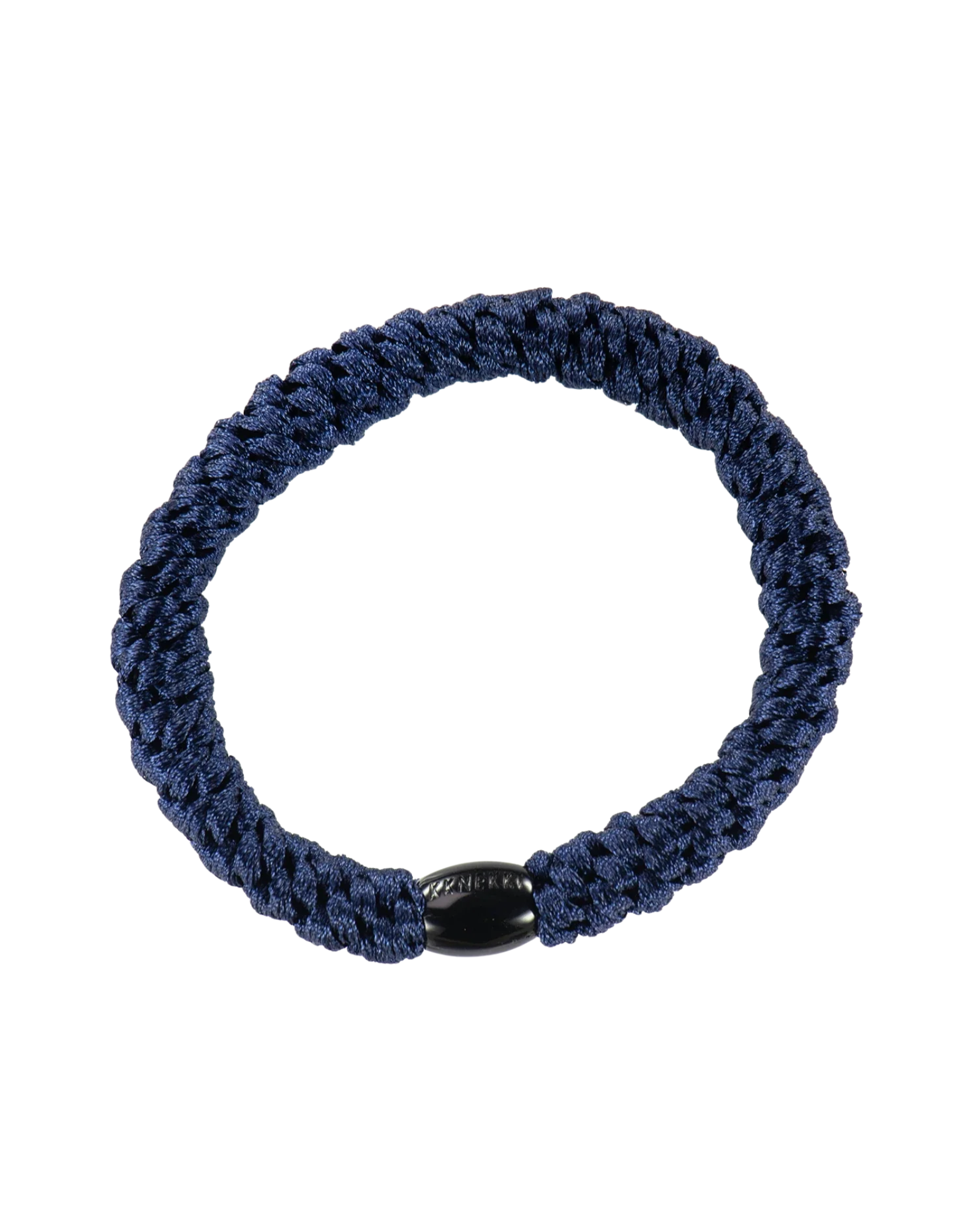 KKNEKKI navy hair elastic, front view, soft woven design
