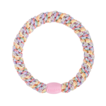 KKNEKKI Pastel Circus hair elastic, front view, multi-coloured woven design