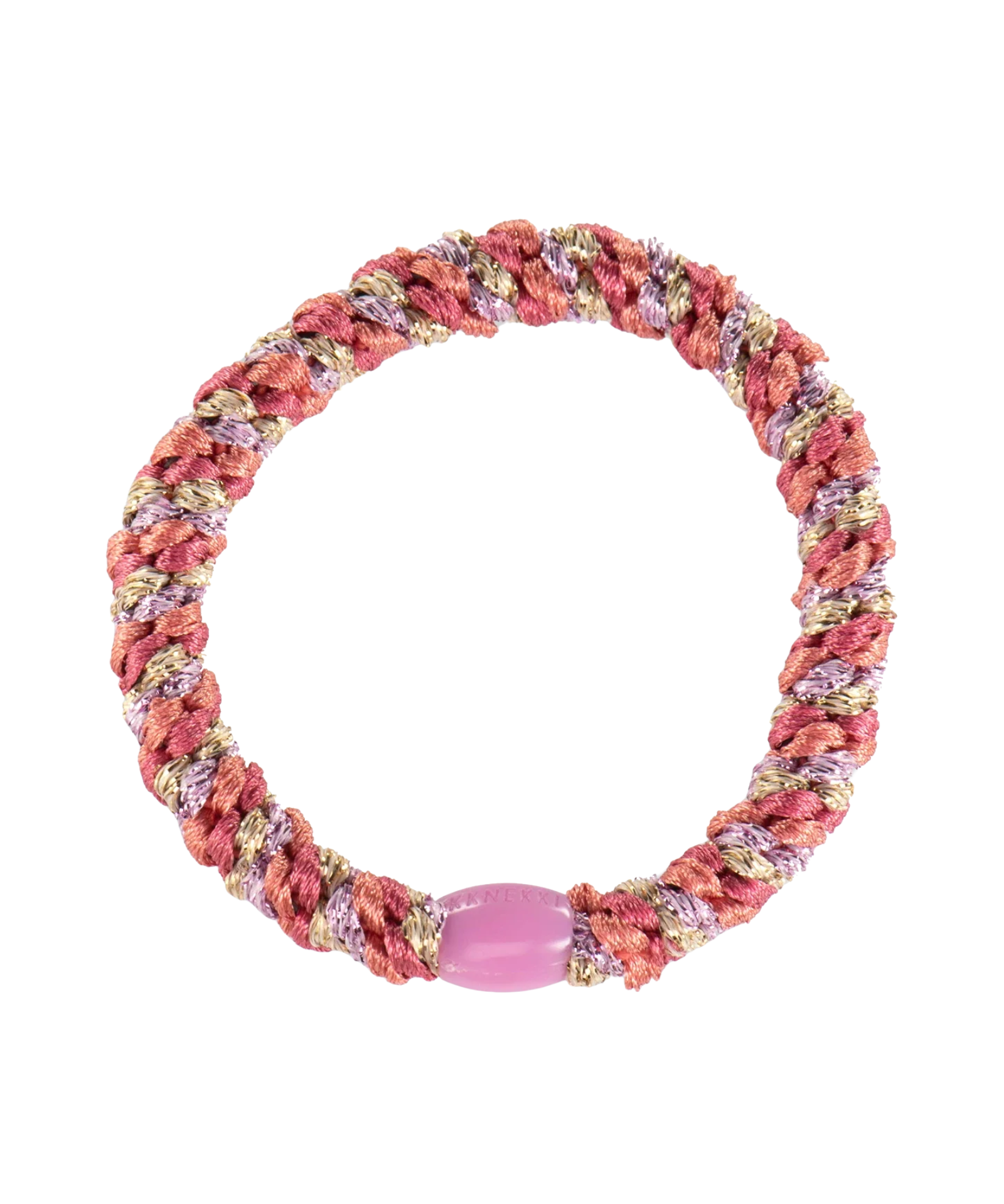 KKNEKKI Rasberry-Pomerant hair elastic with woven signature design