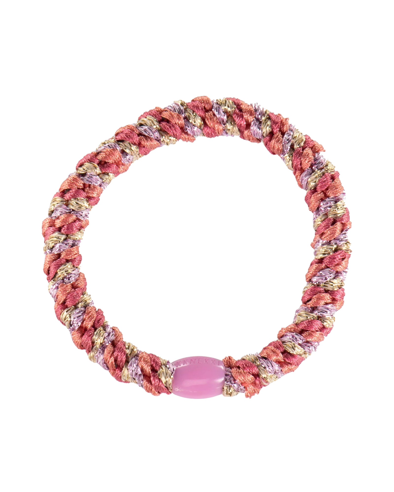 KKNEKKI Rasberry-Pomerant hair elastic with woven signature design