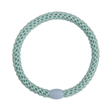 KKNEKKI Slim Peppermint hair elastic, front view, soft pastel green woven design