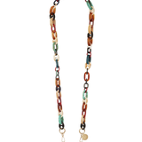 La Coque Française Amber phone chain with turquoise and brown resin links.