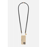 Nathan plain black vegan leather phone strap with gold-tone lobster clasps by La Coque Française
