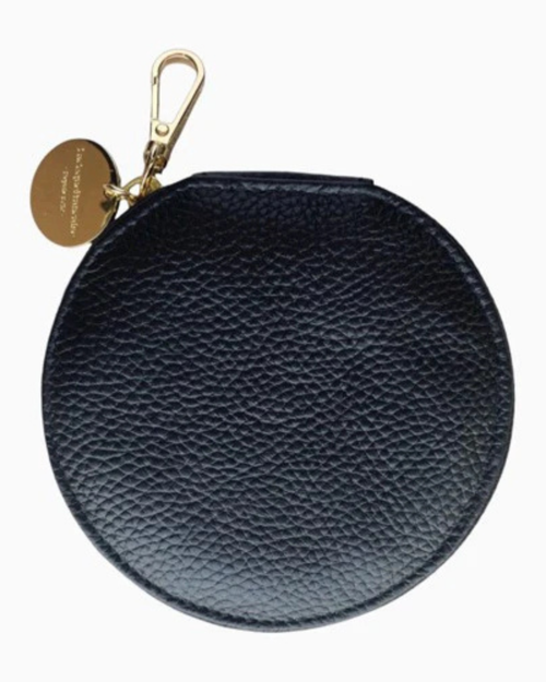Round Clip-On Wallet – Black Vegan Leather