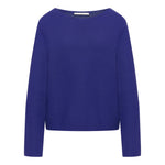LANIUS violet boat-neck jumper in fine organic cotton knit, front view