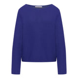 LANIUS violet boat-neck jumper in fine organic cotton knit, front view