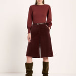 LANIUS chocolate organic cotton corduroy Bermuda shorts, second front view