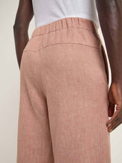 Back detail of Lanius Culotte in mocha – organic cotton and linen blend with relaxed fit and elastic waistband