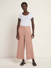 Full outfit featuring Lanius Culotte in Sky Way blue styled with a tucked-in blouse and flats – effortless daytime look