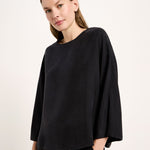 LANIUS black Bemberg cupro blouse with 3/4 sleeves, photo 3
