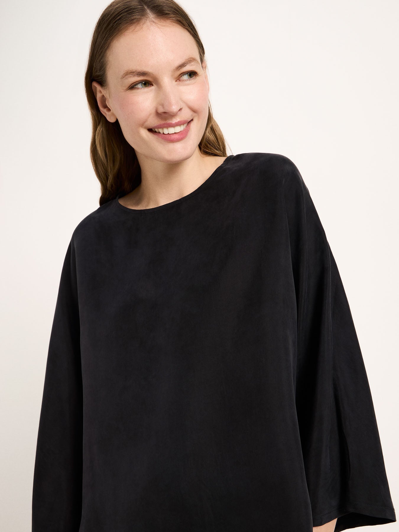 LANIUS black Bemberg cupro blouse with 3/4 sleeves, photo 4