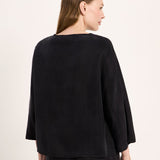 LANIUS black Bemberg cupro blouse with 3/4 sleeves, photo 5