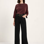 LANIUS chocolate Bemberg cupro blouse with 3/4 sleeves, photo 3