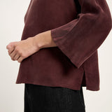 LANIUS chocolate Bemberg cupro blouse with 3/4 sleeves, photo 5