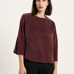 LANIUS chocolate Bemberg cupro blouse with 3/4 sleeves, photo 2