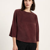 LANIUS chocolate Bemberg cupro blouse with 3/4 sleeves, photo 2