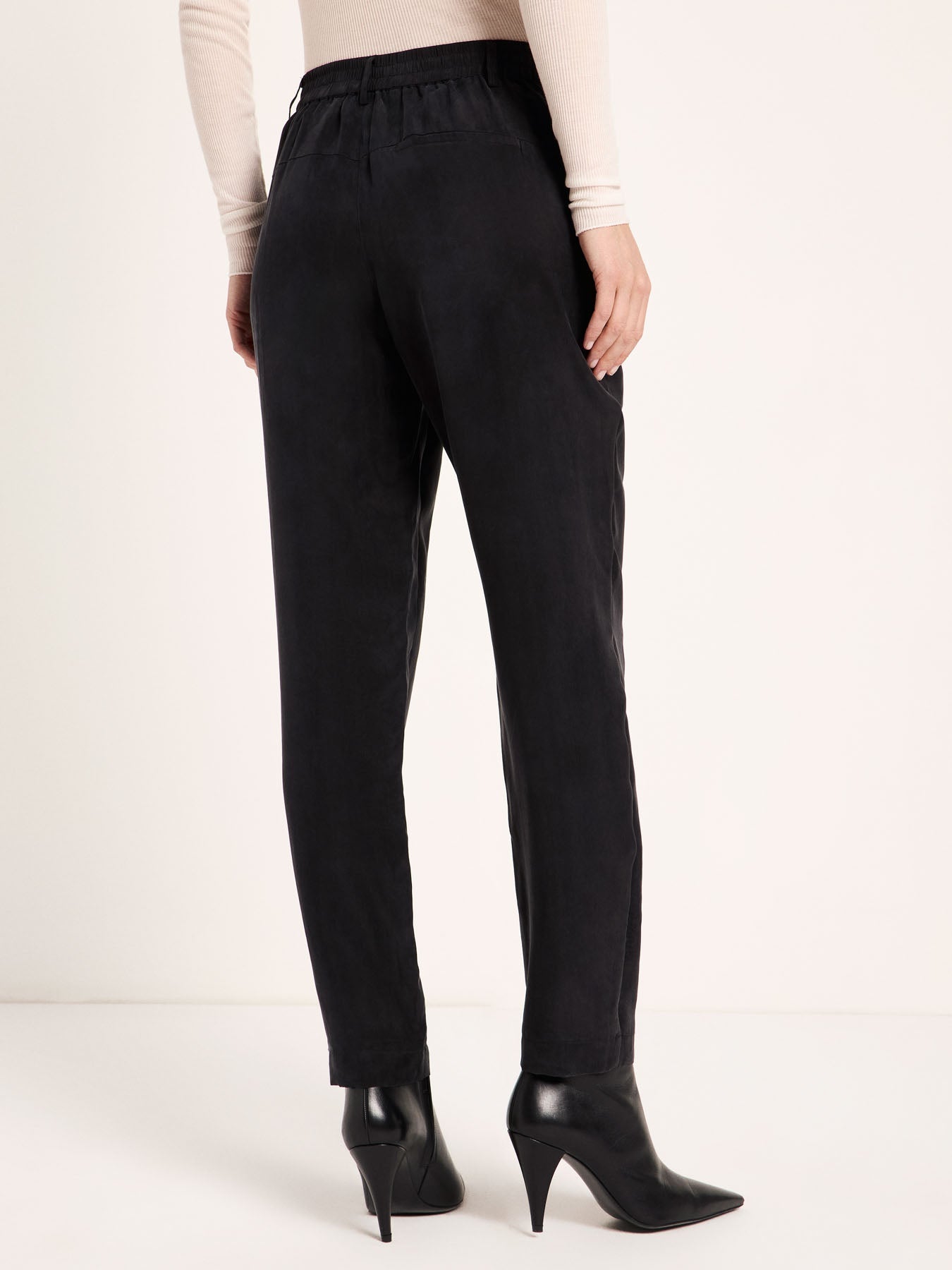 LANIUS black Bemberg cupro trousers with a relaxed fit, photo 5