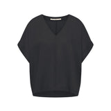 Draped V-Neck Top - Midnight Blue by LANIUS — fair fashion in organic materials, view 2