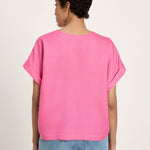LANIUS orchid pink draped V-neck top in TENCEL Lyocell, photo 5