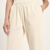 LANIUS cream elasticated-waist corduroy trousers, third view