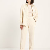 LANIUS cream organic cotton corduroy trousers