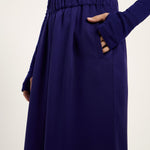 LANIUS violet wide-leg trousers in TENCEL Lyocell, close-up of the fabric