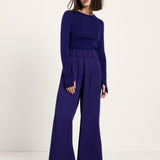 LANIUS violet wide-leg trousers in TENCEL Lyocell, front view