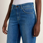 LANIUS relaxed straight jeans in mid blue – waist detail