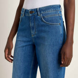 LANIUS relaxed straight jeans in mid blue – waist detail